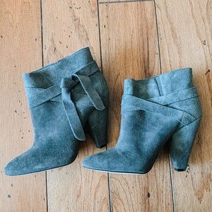 Gray suede & leather booties